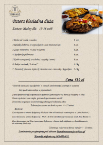 patera biesiadna duża czerwiec restauracja Tobiasz